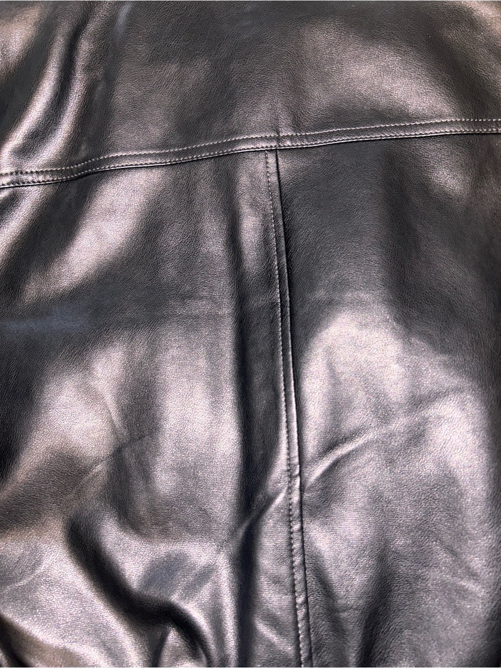 GAP Black Vegan Leather Flight Jacket with Shearling Collar - Picture 9 of 16